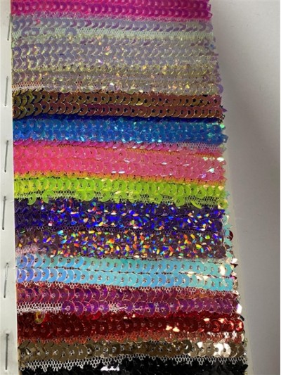 JZ-XP 凹凸珠片閃光布  幅寬：125cm   成分：100%滌綸  珠片PET 側面照